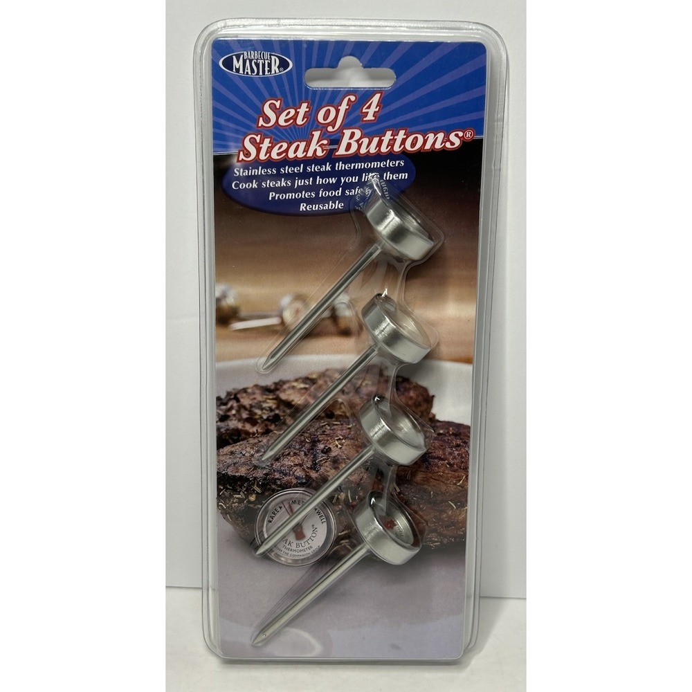Barbecue Master Reusable Steak Buttons Set of 4 New In Package BBQ Cookout